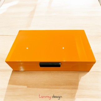 Orange rectangular lacquer box with velvet lining 34*20*H8cm